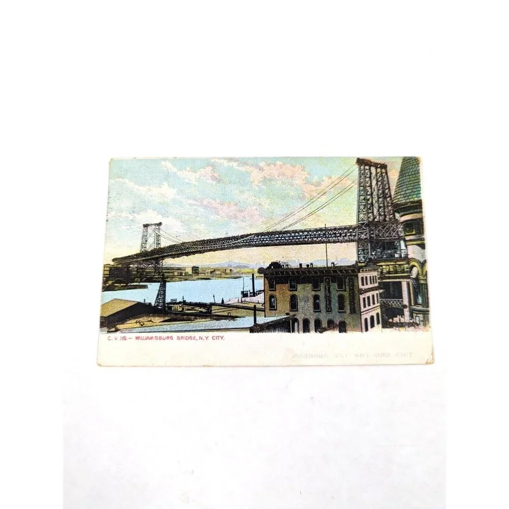 Vintage Postcard Williamsburg Bridge New York City Posted Stamped 1907‎ USA